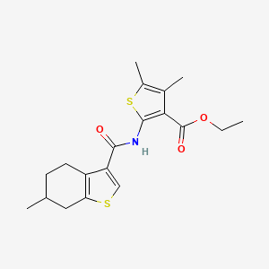 Ethyl 4,5-dimethyl-2-(6-methyl-4,5,6,7-tetrahydrobenzo[b]thiophene-3-carboxamido)thiophene-3-carboxylate