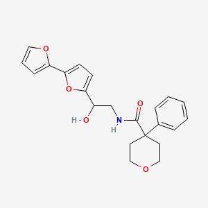 molecular formula C22H23NO5 B2878685 N-(2-{[2,2'-bifuran]-5-yl}-2-hydroxyethyl)-4-phenyloxane-4-carboxamide CAS No. 2309221-50-7