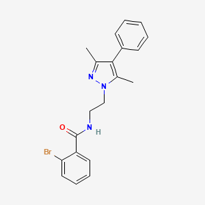 molecular formula C20H20BrN3O B2878712 2-bromo-N-(2-(3,5-dimethyl-4-phenyl-1H-pyrazol-1-yl)ethyl)benzamide CAS No. 2034327-69-8