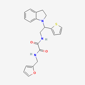 molecular formula C21H21N3O3S B2878713 N1-(furan-2-ylmethyl)-N2-(2-(indolin-1-yl)-2-(thiophen-2-yl)ethyl)oxalamide CAS No. 898452-30-7