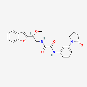 molecular formula C23H23N3O5 B2878726 N-[2-(1-benzofuran-2-yl)-2-methoxyethyl]-N'-[3-(2-oxopyrrolidin-1-yl)phenyl]ethanediamide CAS No. 2097895-20-8