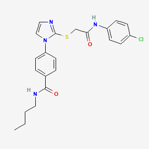 molecular formula C22H23ClN4O2S B2878731 N-butyl-4-[2-({[(4-chlorophenyl)carbamoyl]methyl}sulfanyl)-1H-imidazol-1-yl]benzamide CAS No. 1207036-79-0