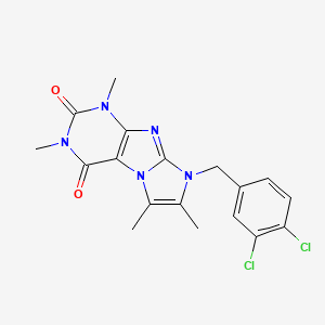 molecular formula C18H17Cl2N5O2 B2878746 6-[(3,4-Dichlorophenyl)methyl]-2,4,7,8-tetramethylpurino[7,8-a]imidazole-1,3-dione CAS No. 878735-67-2
