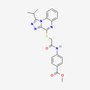 molecular formula C22H21N5O3S B2878772 Methyl 4-(2-{[1-(propan-2-yl)-[1,2,4]triazolo[4,3-a]quinoxalin-4-yl]sulfanyl}acetamido)benzoate CAS No. 1358072-90-8
