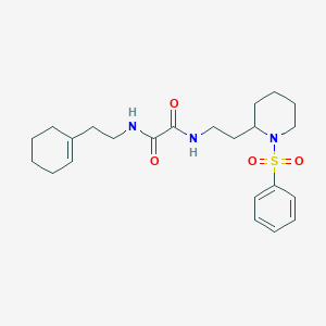 molecular formula C23H33N3O4S B2878777 N-{2-[1-(benzenesulfonyl)piperidin-2-yl]ethyl}-N'-[2-(cyclohex-1-en-1-yl)ethyl]ethanediamide CAS No. 898414-94-3