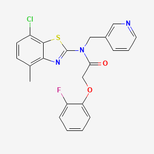 molecular formula C22H17ClFN3O2S B2878835 N-(7-chloro-4-methyl-1,3-benzothiazol-2-yl)-2-(2-fluorophenoxy)-N-[(pyridin-3-yl)methyl]acetamide CAS No. 1105204-07-6