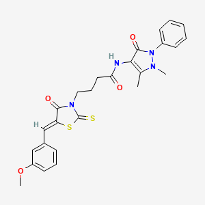 (Z)-N-(1,5-dimethyl-3-oxo-2-phenyl-2,3-dihydro-1H-pyrazol-4-yl)-4-(5-(3-methoxybenzylidene)-4-oxo-2-thioxothiazolidin-3-yl)butanamide