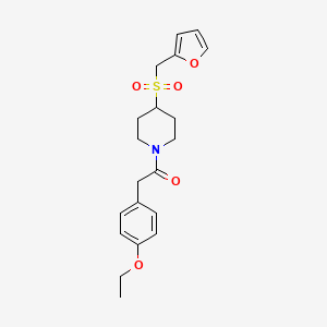 molecular formula C20H25NO5S B2878858 2-(4-Ethoxyphenyl)-1-(4-((furan-2-ylmethyl)sulfonyl)piperidin-1-yl)ethanone CAS No. 1448045-50-8
