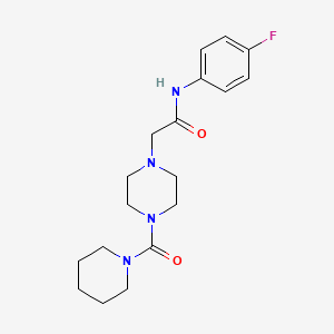 molecular formula C18H25FN4O2 B2878876 N-(4-fluorophenyl)-2-[4-[oxo(1-piperidinyl)methyl]-1-piperazinyl]acetamide CAS No. 712345-02-3