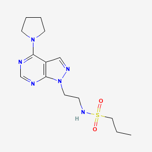 molecular formula C14H22N6O2S B2878895 N-(2-(4-(pyrrolidin-1-yl)-1H-pyrazolo[3,4-d]pyrimidin-1-yl)ethyl)propane-1-sulfonamide CAS No. 1210342-70-3