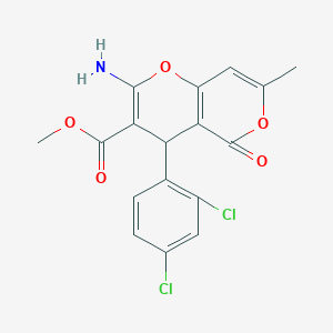 molecular formula C17H13Cl2NO5 B2878922 Methyl 2-amino-4-(2,4-dichlorophenyl)-7-methyl-5-oxo-4,5-dihydropyrano[4,3-b]pyran-3-carboxylate CAS No. 327100-48-1