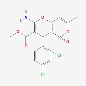 molecular formula C17H13Cl2NO5 B2878922 methyl 2-amino-4-(2,4-dichlorophenyl)-7-methyl-5-oxo-4H-pyrano[3,2-c]pyran-3-carboxylate CAS No. 327100-48-1