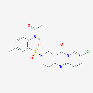 molecular formula C20H19ClN4O4S B2878923 N-[2-[(13-chloro-2-oxo-1,5,9-triazatricyclo[8.4.0.03,8]tetradeca-3(8),9,11,13-tetraen-5-yl)sulfonyl]-4-methylphenyl]acetamide CAS No. 2034532-41-5