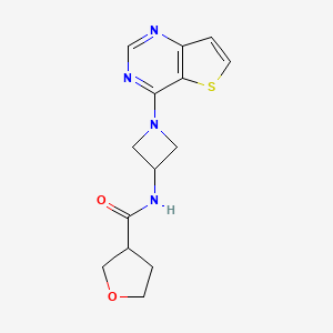 molecular formula C14H16N4O2S B2878954 N-(1-{thieno[3,2-d]pyrimidin-4-yl}azetidin-3-yl)oxolane-3-carboxamide CAS No. 2380077-72-3