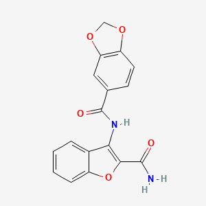molecular formula C17H12N2O5 B2878960 N-(2-carbamoyl-1-benzofuran-3-yl)-2H-1,3-benzodioxole-5-carboxamide CAS No. 898373-18-7