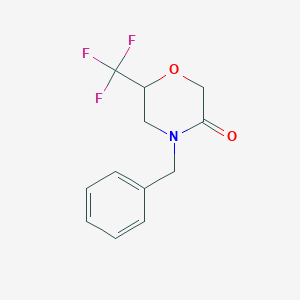 molecular formula C12H12F3NO2 B2878967 N-benzyl-2-trifluoromethylmorpholin-5-one CAS No. 1394909-66-0
