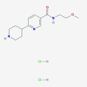 molecular formula C14H23Cl2N3O2 B2878973 N-(2-Methoxyethyl)-6-piperidin-4-ylnicotinamide dihydrochloride CAS No. 1858250-13-1