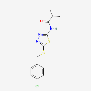 molecular formula C13H14ClN3OS2 B2878986 N-(5-((4-chlorobenzyl)thio)-1,3,4-thiadiazol-2-yl)isobutyramide CAS No. 755018-04-3