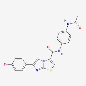 molecular formula C20H15FN4O2S B2878988 N-(4-acetamidophenyl)-6-(4-fluorophenyl)imidazo[2,1-b][1,3]thiazole-3-carboxamide CAS No. 1049450-58-9