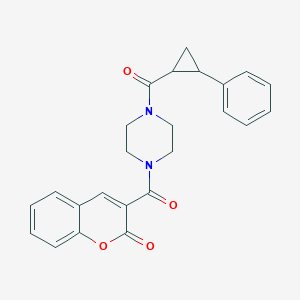 molecular formula C24H22N2O4 B2878992 3-(4-(2-phenylcyclopropanecarbonyl)piperazine-1-carbonyl)-2H-chromen-2-one CAS No. 1209653-77-9