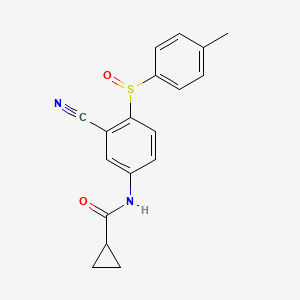 molecular formula C18H16N2O2S B2879025 N-{3-cyano-4-[(4-methylphenyl)sulfinyl]phenyl}cyclopropanecarboxamide CAS No. 477710-05-7