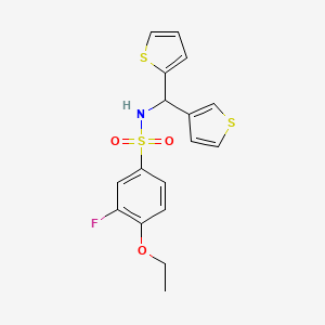 4-ethoxy-3-fluoro-N-(thiophen-2-yl(thiophen-3-yl)methyl)benzenesulfonamide