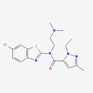 molecular formula C18H22ClN5OS B2879056 N-(6-chloro-1,3-benzothiazol-2-yl)-N-[2-(dimethylamino)ethyl]-1-ethyl-3-methyl-1H-pyrazole-5-carboxamide CAS No. 1234995-49-3