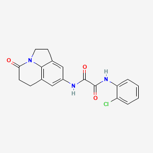 molecular formula C19H16ClN3O3 B2879089 N'-(2-chlorophenyl)-N-{11-oxo-1-azatricyclo[6.3.1.0^{4,12}]dodeca-4(12),5,7-trien-6-yl}ethanediamide CAS No. 898435-80-8