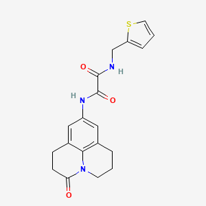 molecular formula C19H19N3O3S B2879105 N'-{2-oxo-1-azatricyclo[7.3.1.0^{5,13}]trideca-5,7,9(13)-trien-7-yl}-N-[(thiophen-2-yl)methyl]ethanediamide CAS No. 898427-78-6