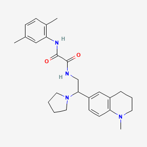 molecular formula C26H34N4O2 B2879133 N'-(2,5-dimethylphenyl)-N-[2-(1-methyl-1,2,3,4-tetrahydroquinolin-6-yl)-2-(pyrrolidin-1-yl)ethyl]ethanediamide CAS No. 922065-36-9
