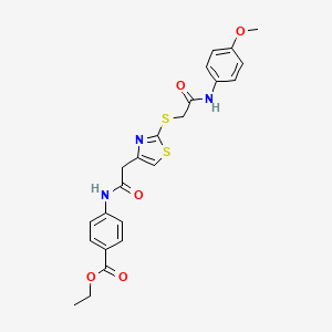 Ethyl 4-(2-(2-((2-((4-methoxyphenyl)amino)-2-oxoethyl)thio)thiazol-4-yl)acetamido)benzoate