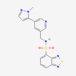 molecular formula C16H14N6O2S2 B2879140 N-{[5-(1-methyl-1H-pyrazol-5-yl)pyridin-3-yl]methyl}-2,1,3-benzothiadiazole-4-sulfonamide CAS No. 2034463-67-5