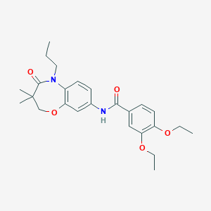 molecular formula C25H32N2O5 B2879145 N-(3,3-dimethyl-4-oxo-5-propyl-2,3,4,5-tetrahydro-1,5-benzoxazepin-8-yl)-3,4-diethoxybenzamide CAS No. 921795-18-8