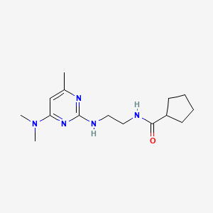 molecular formula C15H25N5O B2879172 N-(2-((4-(dimethylamino)-6-methylpyrimidin-2-yl)amino)ethyl)cyclopentanecarboxamide CAS No. 1206985-11-6