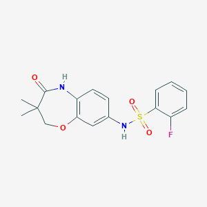 N-(3,3-dimethyl-4-oxo-2,3,4,5-tetrahydrobenzo[b][1,4]oxazepin-8-yl)-2-fluorobenzenesulfonamide