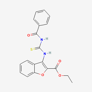 molecular formula C19H16N2O4S B2879213 Ethyl 3-(3-benzoylthioureido)benzofuran-2-carboxylate CAS No. 477501-98-7