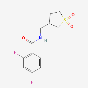 molecular formula C12H13F2NO3S B2879214 N-[(1,1-dioxo-1lambda6-thiolan-3-yl)methyl]-2,4-difluorobenzamide CAS No. 1234989-88-8
