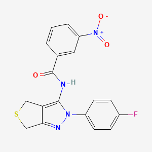molecular formula C18H13FN4O3S B2879228 N-(2-(4-fluorophenyl)-4,6-dihydro-2H-thieno[3,4-c]pyrazol-3-yl)-3-nitrobenzamide CAS No. 450343-01-8