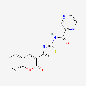 molecular formula C17H10N4O3S B2879239 N-(4-(2-oxo-2H-chromen-3-yl)thiazol-2-yl)pyrazine-2-carboxamide CAS No. 1208453-88-6