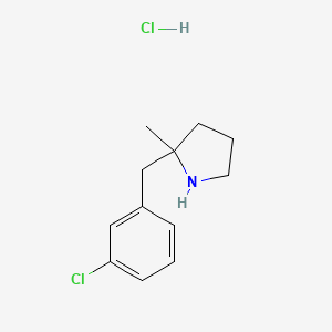 molecular formula C12H17Cl2N B2879241 2-[(3-Chlorophenyl)methyl]-2-methylpyrrolidine hydrochloride CAS No. 1909312-86-2