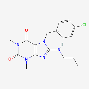molecular formula C17H20ClN5O2 B2879247 7-(4-chlorobenzyl)-1,3-dimethyl-8-(propylamino)-1H-purine-2,6(3H,7H)-dione CAS No. 510717-33-6
