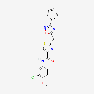 molecular formula C20H15ClN4O3S B2879250 N-(3-chloro-4-methoxyphenyl)-2-[(3-phenyl-1,2,4-oxadiazol-5-yl)methyl]-1,3-thiazole-4-carboxamide CAS No. 1251617-41-0