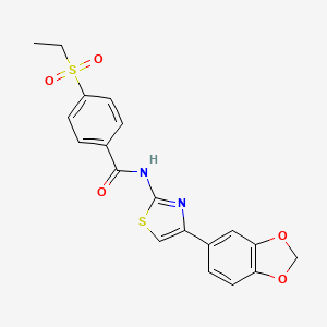 molecular formula C19H16N2O5S2 B2879252 N-(4-(benzo[d][1,3]dioxol-5-yl)thiazol-2-yl)-4-(ethylsulfonyl)benzamide CAS No. 898406-01-4