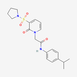molecular formula C20H25N3O4S B2879280 2-[2-oxo-3-(pyrrolidine-1-sulfonyl)-1,2-dihydropyridin-1-yl]-N-[4-(propan-2-yl)phenyl]acetamide CAS No. 1251595-15-9