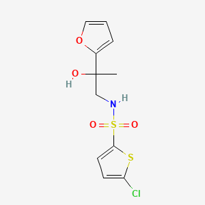 molecular formula C11H12ClNO4S2 B2879284 5-chloro-N-[2-(furan-2-yl)-2-hydroxypropyl]thiophene-2-sulfonamide CAS No. 1396849-02-7