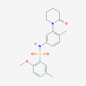 molecular formula C20H24N2O4S B2879294 2-methoxy-5-methyl-N-(4-methyl-3-(2-oxopiperidin-1-yl)phenyl)benzenesulfonamide CAS No. 941893-59-0