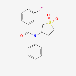 molecular formula C18H16FNO3S B2879296 N-(1,1-dioxo-2,3-dihydrothiophen-3-yl)-3-fluoro-N-(4-methylphenyl)benzamide CAS No. 852438-33-6