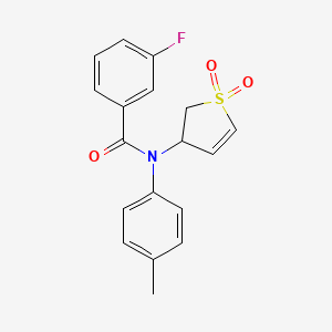 molecular formula C18H16FNO3S B2879296 N-(1,1-dioxido-2,3-dihydrothiophen-3-yl)-3-fluoro-N-(p-tolyl)benzamide CAS No. 852438-33-6