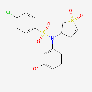 molecular formula C17H16ClNO5S2 B2879298 4-氯-N-(1,1-二氧化-2,3-二氢噻吩-3-基)-N-(3-甲氧基苯基)苯磺酰胺 CAS No. 831243-77-7