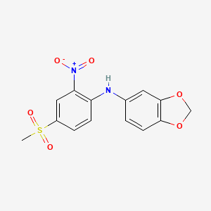molecular formula C14H12N2O6S B2879307 N-(4-methanesulfonyl-2-nitrophenyl)-2H-1,3-benzodioxol-5-amine CAS No. 852702-51-3